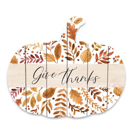 Give Thanks Pumpkin Wood Wall Hanging